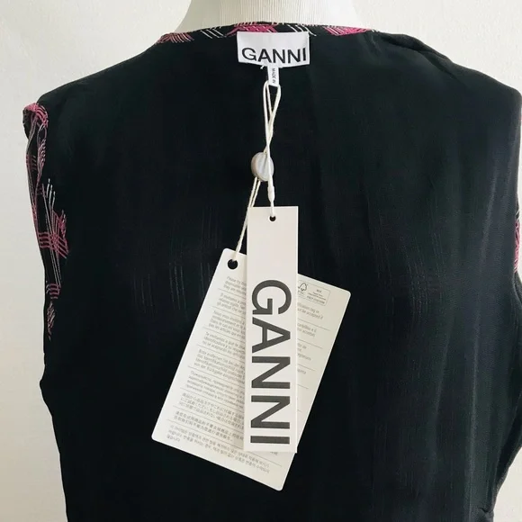 🆕 NEW WITH TAG GANNI Checked mini wrap dress size FR 38 is equivalent to… - Picture 12 of 15